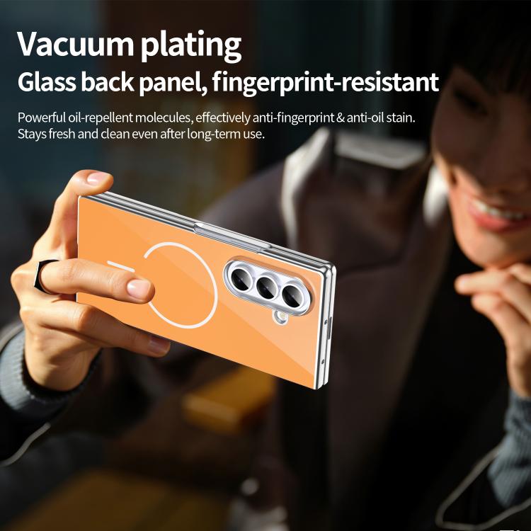 Custodia magnetica integrata in vetro antigraffio per telefono, For Galaxy Z Fold5, For Galaxy Z Fold4, For Galaxy Z Fold3 5G