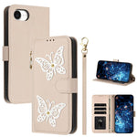 Custodia per telefono in ecopelle con cerniera e cinturino da polso, motivo farfalla glitterata, con cinturino da polso., For iPhone 17e / 16e, For iPhone 17 Pro Max, For iPhone 17 Pro, For iPhone 17