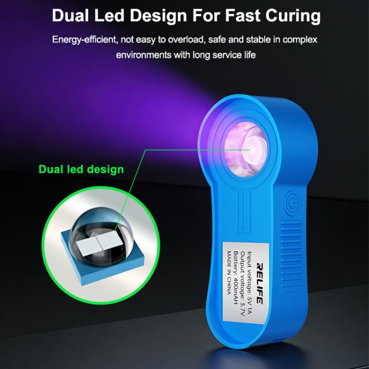 RELIFE RL-014F Mini lampada UV ricaricabile a doppia banda LED da 395 nm