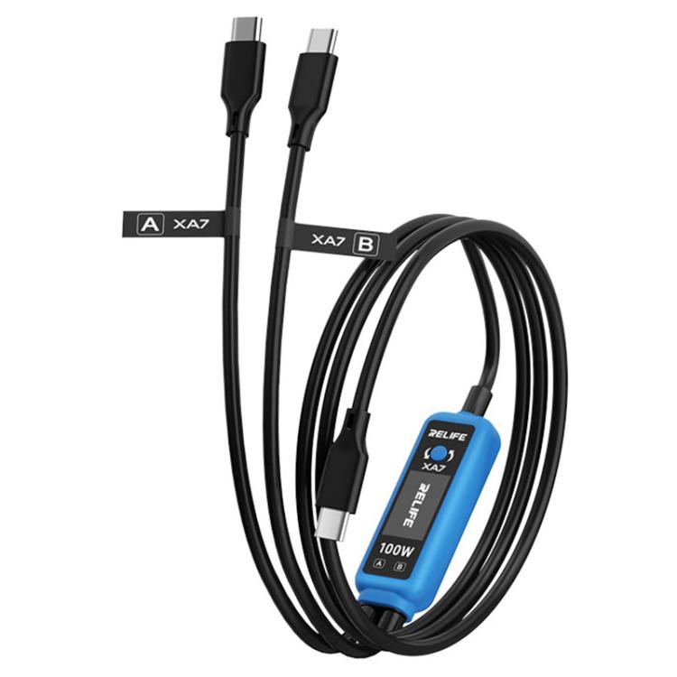 RELIFE XA7 Cavo di ricarica rapida digitale da 1 a 2 con display Type-C da 100 W per iPhone/Android