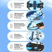 RELIFE XA7 Cavo di ricarica rapida digitale da 1 a 2 con display Type-C da 100 W per iPhone/Android