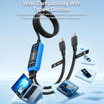 RELIFE XA7 Cavo di ricarica rapida digitale da 1 a 2 con display Type-C da 100 W per iPhone/Android