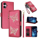 Custodia per telefono in ecopelle con cerniera e cinturino da polso, motivo farfalla glitterata, con cinturino da polso., For Galaxy A57 5G, For Galaxy A37 5G, For Galaxy A27 5G, For Galaxy A25e
