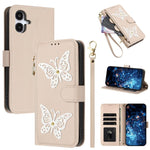 Custodia per telefono in ecopelle con cerniera e cinturino da polso, motivo farfalla glitterata, con cinturino da polso., For Galaxy A57 5G, For Galaxy A37 5G, For Galaxy A27 5G, For Galaxy A25e