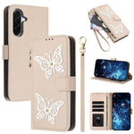 Custodia per telefono in ecopelle con cerniera e cinturino da polso, motivo farfalla glitterata, con cinturino da polso., For Galaxy A57 5G, For Galaxy A37 5G, For Galaxy A27 5G, For Galaxy A25e
