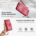 Custodia per telefono in ecopelle con cerniera e cinturino da polso, motivo farfalla glitterata, con cinturino da polso., For Galaxy S25 Ultra 5G, For Galaxy S24 FE 5G, For Galaxy S24 Ultra 5G, For Galaxy S23 FE 5G