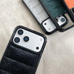 Custodia per telefono in PU + TPU con imbottitura in cotone e crine di cavallo, piuma d'oca e airbag., For iPhone 17 Pro Max, For iPhone 17 Pro, For iPhone 17, For iPhone 16 Pro Max, For iPhone 16 Pro, For iPhone 16 Plus