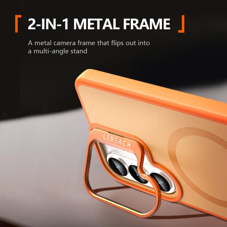 Custodia per telefono magnetica con supporto in metallo LeReach Le-Luster Series per obiettivo., For Galaxy S26+ 5G, For Galaxy S26 Ultra 5G, For Galaxy S26 5G, For Galaxy S25 FE 5G, For Galaxy S25 Ultra 5G, For Galaxy S24 Ultra 5G