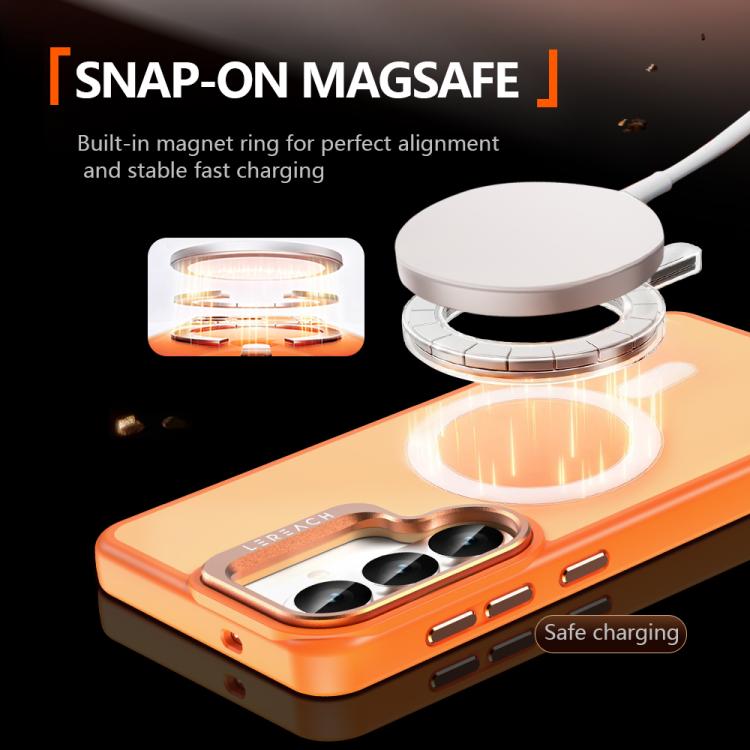 Custodia per telefono magnetica con supporto in metallo LeReach Le-Luster Series per obiettivo., For Galaxy S26+ 5G, For Galaxy S26 Ultra 5G, For Galaxy S26 5G, For Galaxy S25 FE 5G, For Galaxy S25 Ultra 5G, For Galaxy S24 Ultra 5G