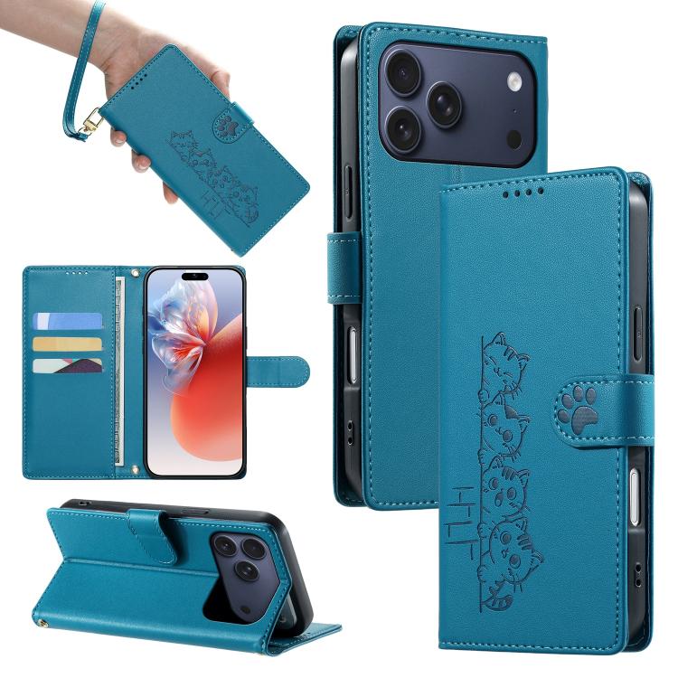 Custodia per telefono in ecopelle con chiusura magnetica e cinturino, con simpatici gattini., For iPhone 17e / 16e, For iPhone 17 Pro Max, For iPhone 17 Pro, For iPhone 17