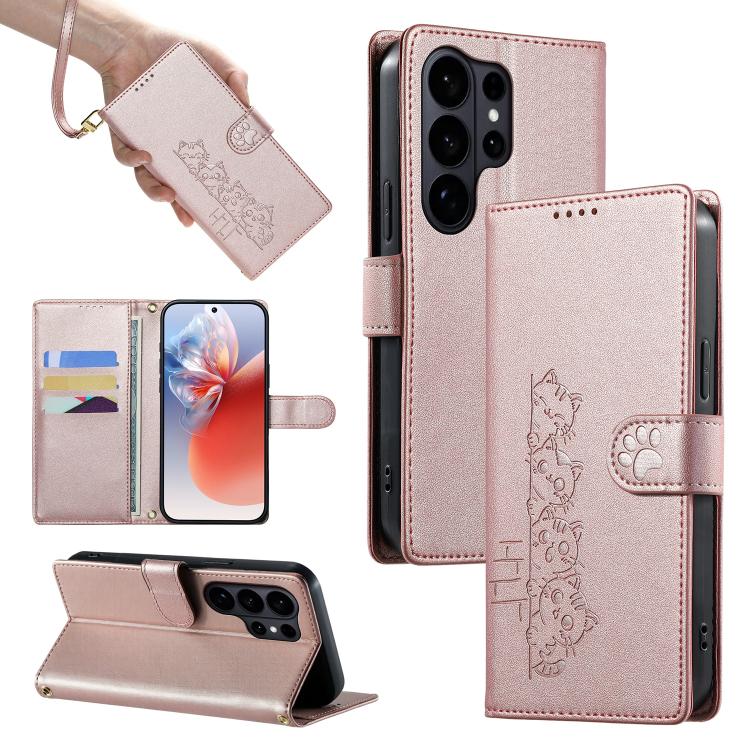 Custodia per telefono in ecopelle con chiusura magnetica e cinturino, con simpatici gattini., For Galaxy S26 FE 5G, For Galaxy S26+ 5G, For Galaxy S26 Edge 5G, For Galaxy S26 Ultra 5G