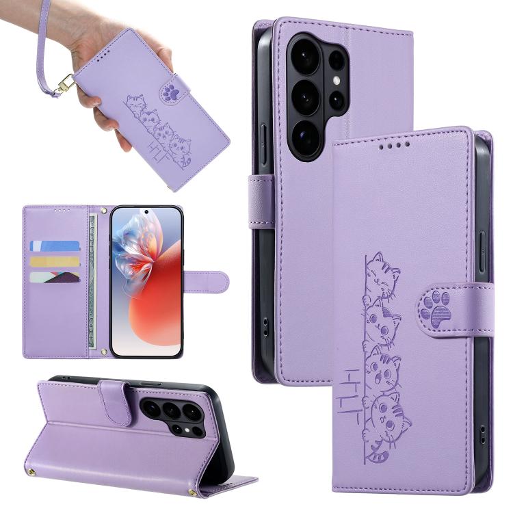 Custodia per telefono in ecopelle con chiusura magnetica e cinturino, con simpatici gattini., For Galaxy S26 FE 5G, For Galaxy S26+ 5G, For Galaxy S26 Edge 5G, For Galaxy S26 Ultra 5G