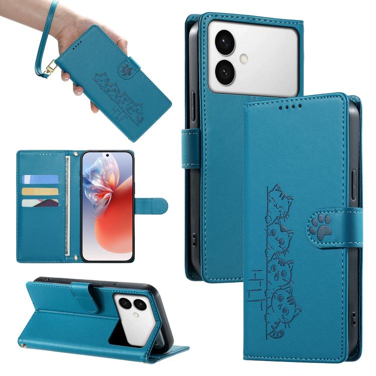 Custodia per telefono in ecopelle con chiusura magnetica e cinturino, con simpatici gattini., For Galaxy S26 FE 5G, For Galaxy S26+ 5G, For Galaxy S26 Edge 5G, For Galaxy S26 Ultra 5G