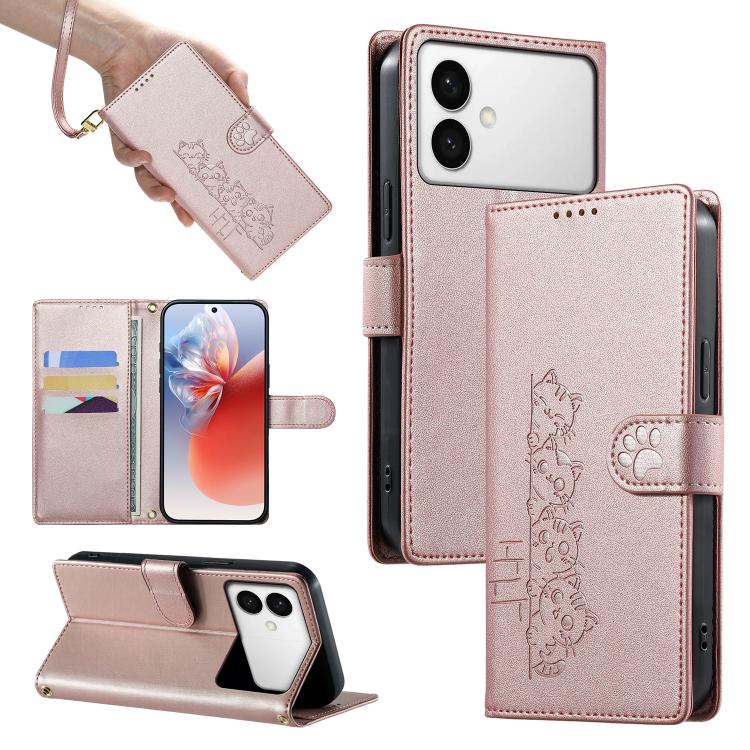Custodia per telefono in ecopelle con chiusura magnetica e cinturino, con simpatici gattini., For Galaxy S26 FE 5G, For Galaxy S26+ 5G, For Galaxy S26 Edge 5G, For Galaxy S26 Ultra 5G