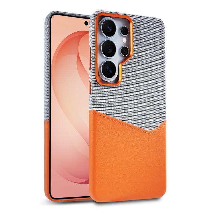 Custodia per telefono magnetica con trama in tessuto, cuciture a vista e scomparto per carte di credito., For Galaxy S26 Ultra 5G, For Galaxy S25 Ultra 5G, For Galaxy S24 Ultra 5G