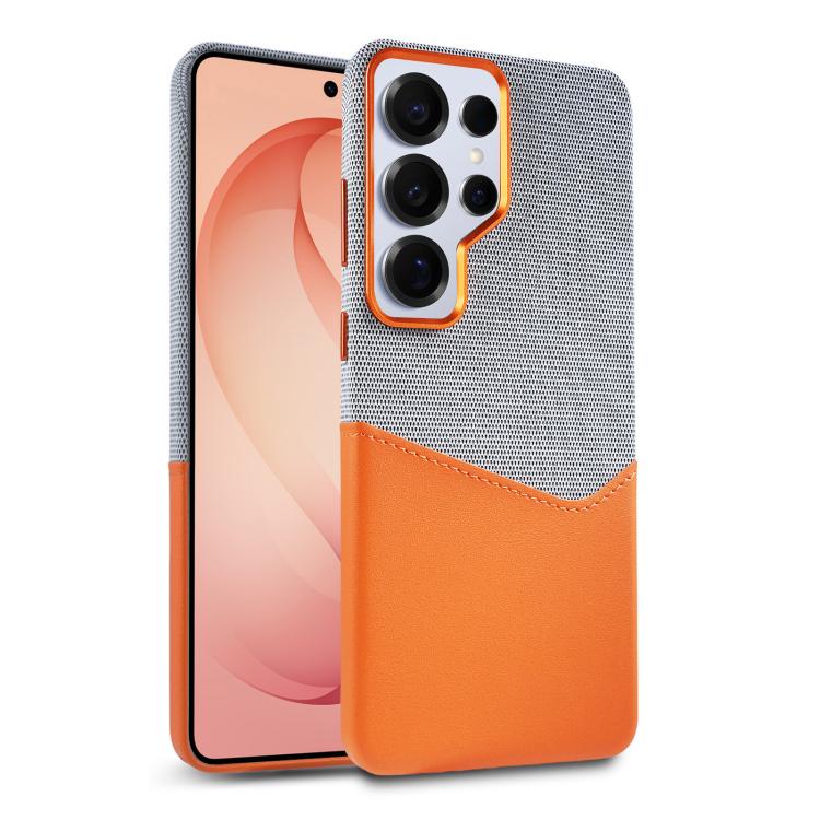 Custodia per telefono magnetica con trama in tessuto, cuciture a vista e scomparto per carte di credito., For Galaxy S26 Ultra 5G, For Galaxy S25 Ultra 5G, For Galaxy S24 Ultra 5G