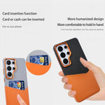 Custodia per telefono magnetica con trama in tessuto, cuciture a vista e scomparto per carte di credito., For Galaxy S26 Ultra 5G, For Galaxy S25 Ultra 5G, For Galaxy S24 Ultra 5G