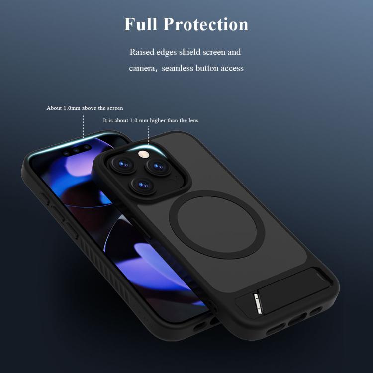 Custodia magnetica per telefono LeReach Le-Chic Series con supporto integrato nascosto., For iPhone 15 Pro