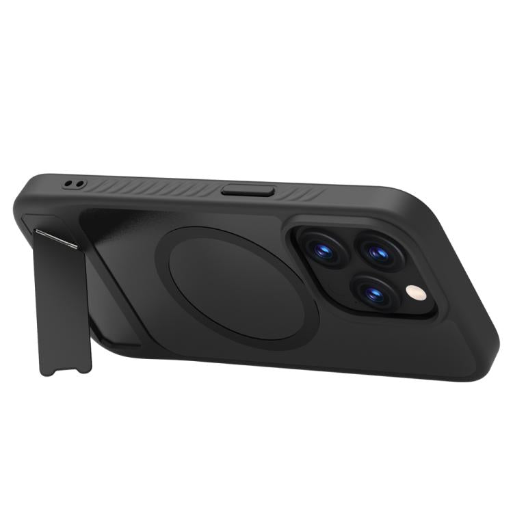 Custodia magnetica per telefono LeReach Le-Chic Series con supporto integrato nascosto., For iPhone 15 Pro