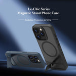 Custodia magnetica per telefono LeReach Le-Chic Series con supporto integrato nascosto., For iPhone 15 Pro