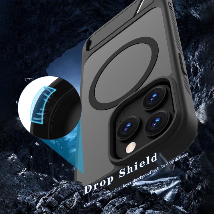 Custodia magnetica per telefono LeReach Le-Chic Series con supporto integrato nascosto., For iPhone 15 Pro