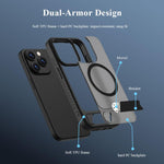 Custodia magnetica per telefono LeReach Le-Chic Series con supporto integrato nascosto., For iPhone 15 Pro