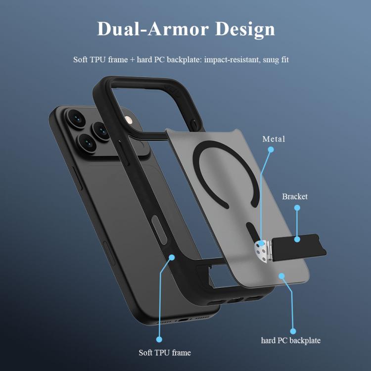 Custodia per telefono magnetica a forma di C con supporto nascosto LeReach Le-Chic Series, For iPhone 17 Pro Max