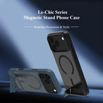 Custodia per telefono magnetica a forma di C con supporto nascosto LeReach Le-Chic Series, For iPhone 17 Pro Max