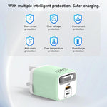 Caricabatterie rapido a doppia porta Type-C e USB da 65 W Sugar Cube con cavo retrattile Type-C., EU Plug, US Plug, UK Plug