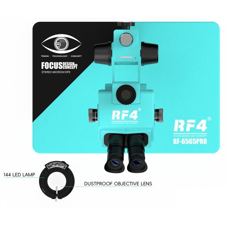 Microscopio stereoscopico trinoculare RF4 RF-6565Pro con zoom sincrono 6,5-65X e base in lega di alluminio., RF-6565Pro