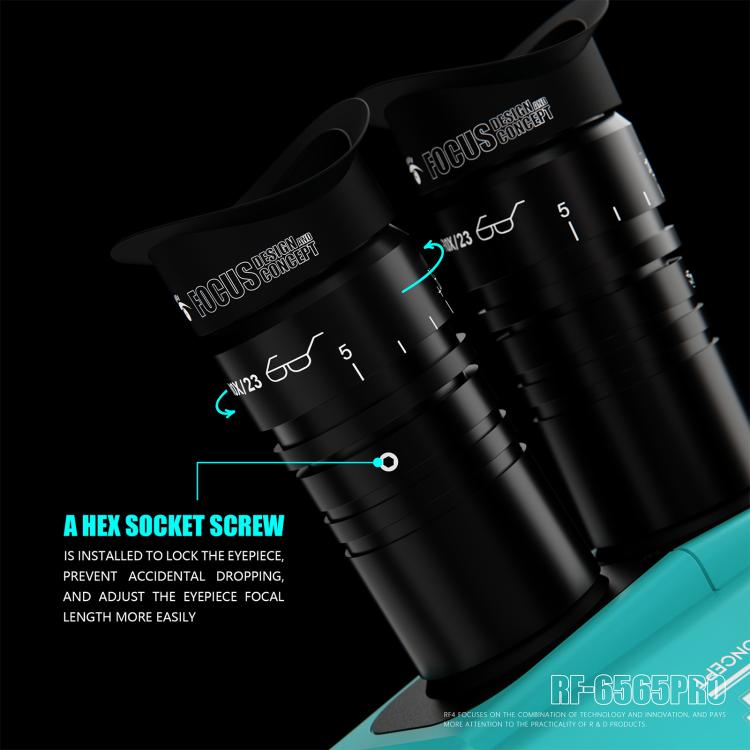 Microscopio stereoscopico trinoculare RF4 RF-6565Pro con zoom sincrono 6,5-65X e base in lega di alluminio., RF-6565Pro