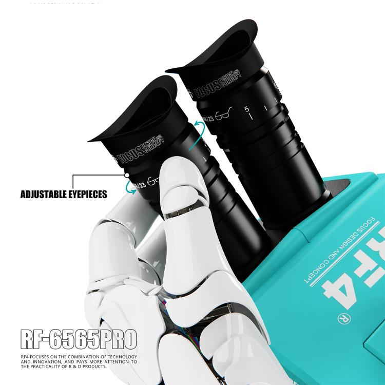Microscopio stereoscopico trinoculare RF4 RF-6565Pro con zoom sincrono 6,5-65X e base in lega di alluminio., RF-6565Pro
