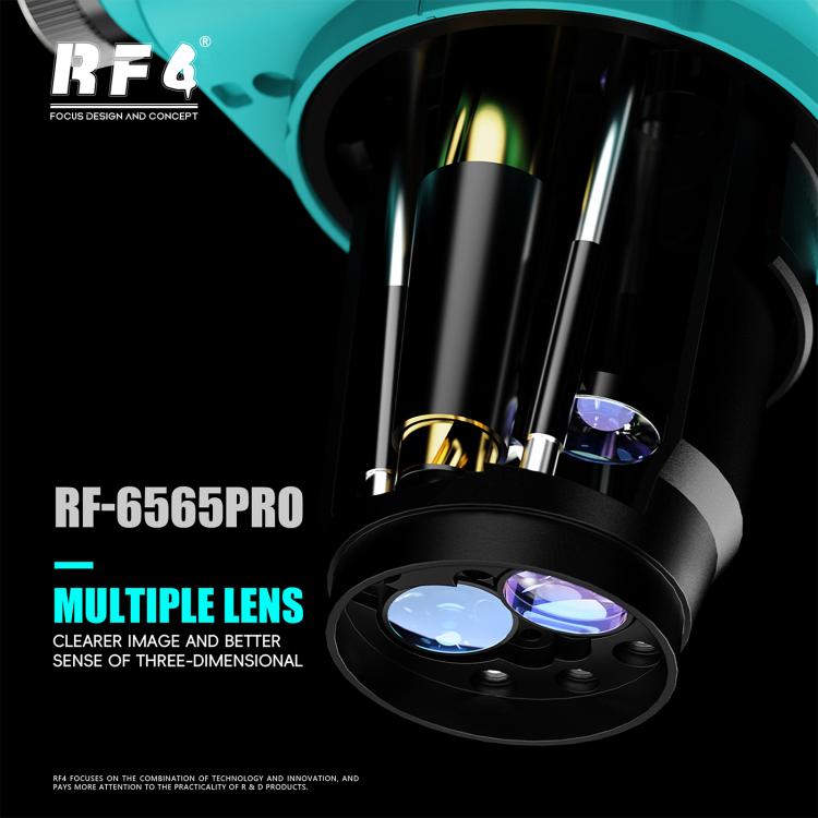 Microscopio stereoscopico trinoculare RF4 RF-6565Pro con zoom sincrono 6,5-65X e base in lega di alluminio., RF-6565Pro