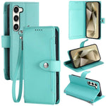 Portafoglio con cerniera e fibbia in ecopelle con texture litchi e cinturino da polso., For Galaxy S23 Ultra 5G, For Galaxy S23+ 5G, For Galaxy S23 5G