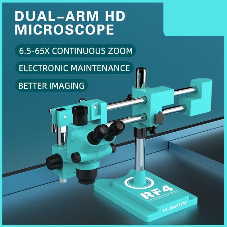 Microscopio industriale stereo trinoculare ad alta definizione RF4 RF-6565TVW con zoom continuo 6,5-65X., RF-6565TVW