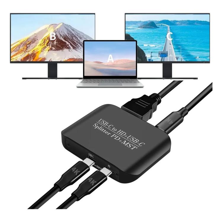 Splitter video USB-C a HDMI 4K 60Hz con porta PD