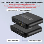 Splitter video USB-C a HDMI 4K 60Hz con porta PD