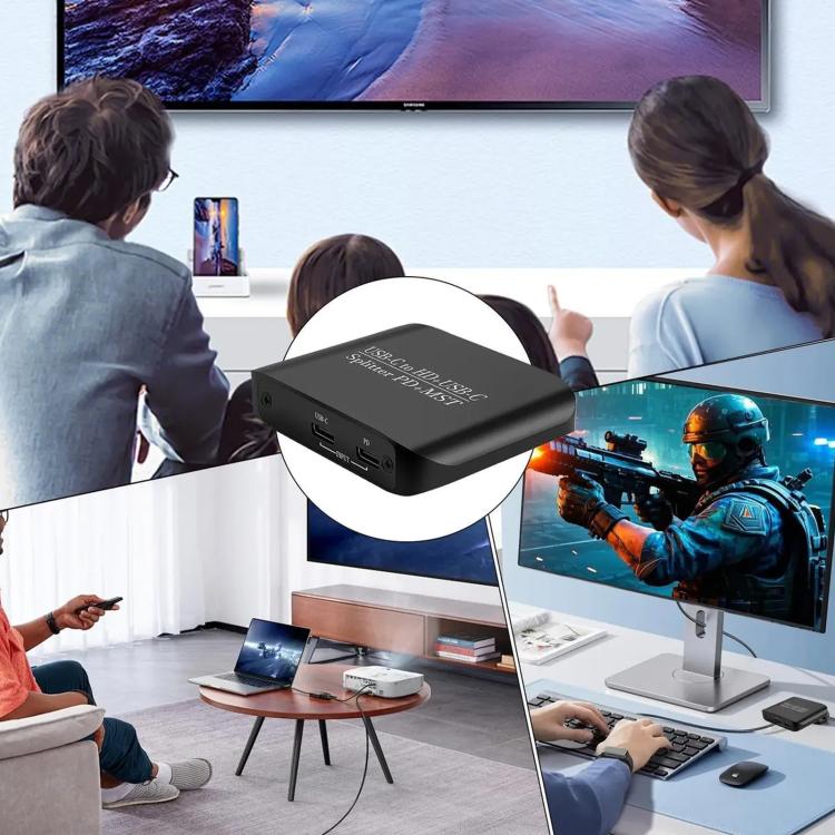 Splitter video USB-C a HDMI 4K 60Hz con porta PD