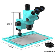 Microscopio stereoscopico trinoculare RF4 RF-6565TVD2 con zoom sincrono 6,5X-65X e base in lega di alluminio., RF-6565TVD2