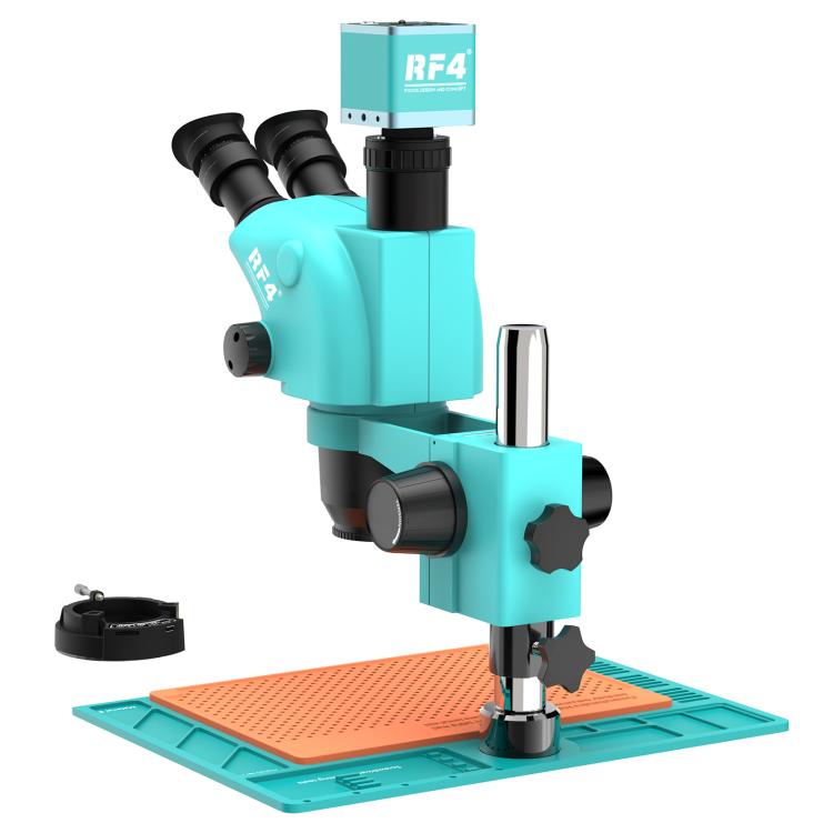 RF4 RF-6565-PO4-4K Microscopio stereoscopico trinoculare zoom 6,5X-65X con telecamera 4K Ultra HD e base PO4, RF-6565-PO4-4K