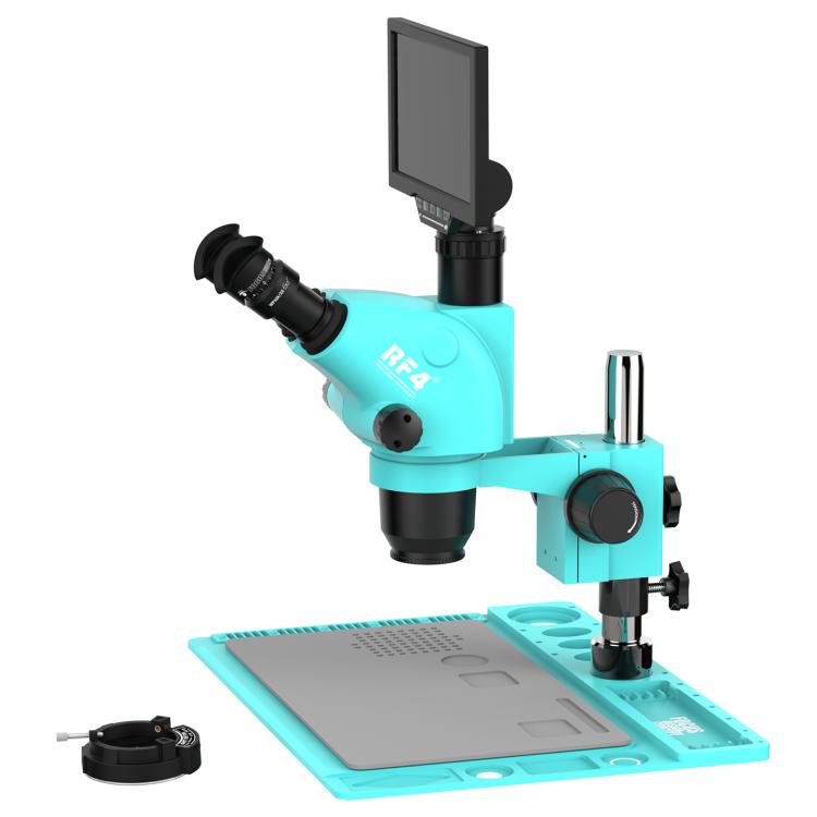 Microscopio stereoscopico trinoculare RF4 RF-6565TVD2-YS010W con zoom sincrono 6,5X-65X e monitor HD da 10 pollici., RF-6565TVD2-YS010W