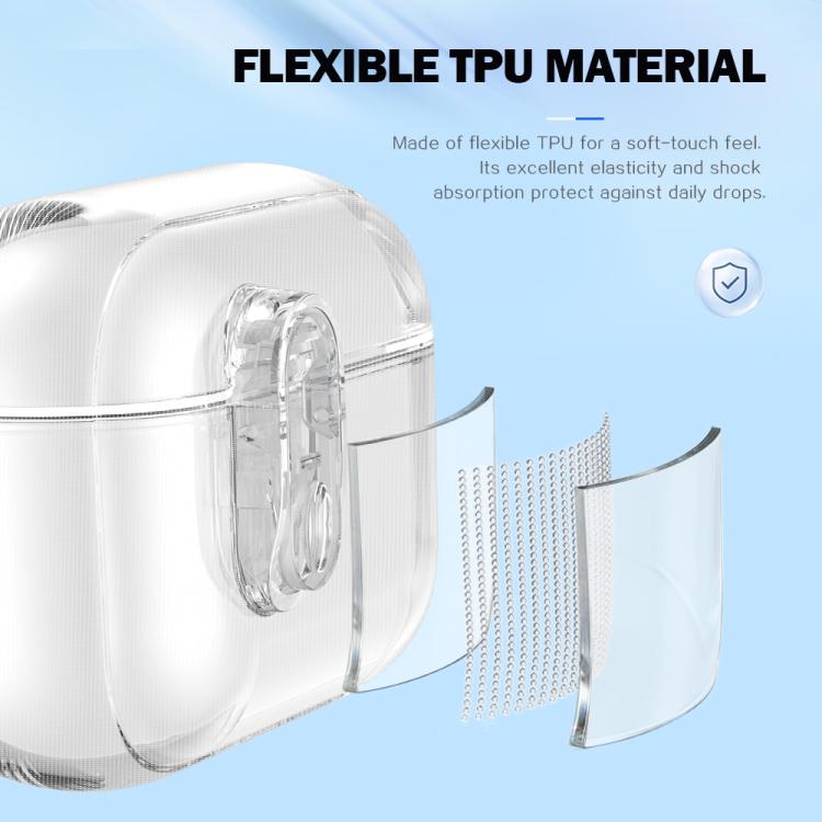 Custodia per auricolari wireless LeReach Mega Series Transparent Edition con gancio, For AirPods Pro 3