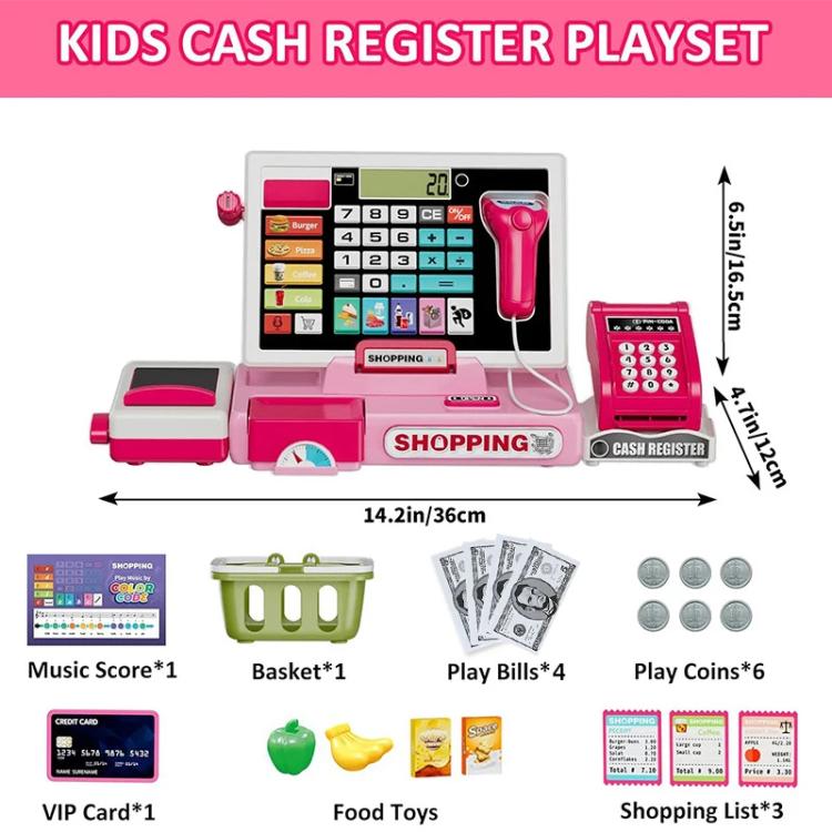 Set da gioco per bambini con registratore di cassa e calcolatrice vera.