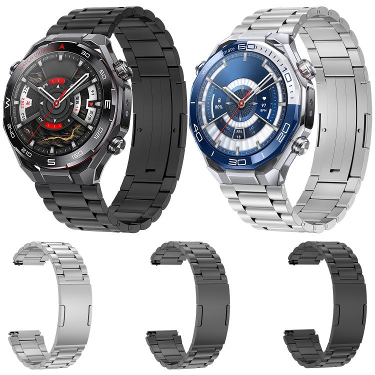 Cinturino per orologio in acciaio inossidabile con chiusura pieghevole a tre perline, For Huawei Watch Ultimate 2