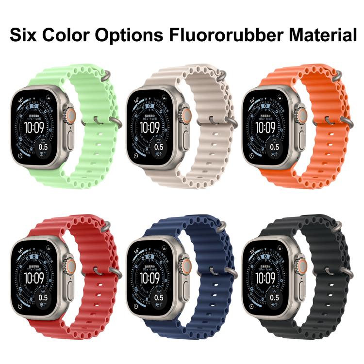 Cinturino per orologio in fluoroelastomero tinta unita color oceano, For Apple Watch 42mm / 41mm / 40mm / 38mm