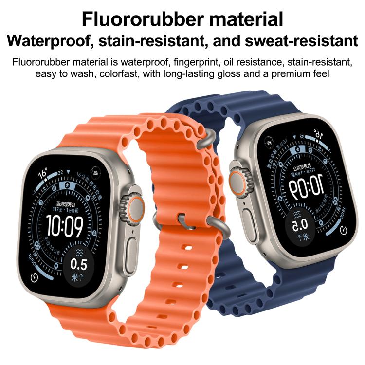Cinturino per orologio in fluoroelastomero tinta unita color oceano, For Apple Watch 42mm / 41mm / 40mm / 38mm