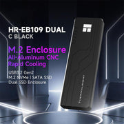 THERMALRIGHT HR-EB109 Box esterno per SSD M.2 NVMe/SATA a doppio protocollo con cavo da USB a Type-C e cavo da Type-C a Type-C., EB109 Dual Protocol Dual Cable