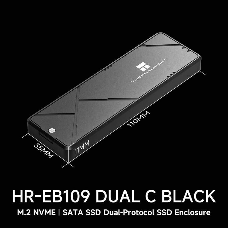 THERMALRIGHT HR-EB109 Box esterno per SSD M.2 NVMe/SATA a doppio protocollo con cavo da USB a Type-C e cavo da Type-C a Type-C., EB109 Dual Protocol Dual Cable