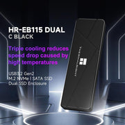 THERMALRIGHT HR-EB115 Box esterno per SSD M.2 NVMe/SATA a doppio protocollo con cavo da USB a Type-C e cavo da Type-C a Type-C., EB115 Dual Protocol Dual Cable