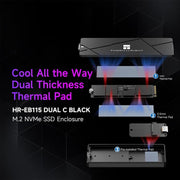 THERMALRIGHT HR-EB115 Box esterno per SSD M.2 NVMe/SATA a doppio protocollo con cavo da USB a Type-C e cavo da Type-C a Type-C., EB115 Dual Protocol Dual Cable